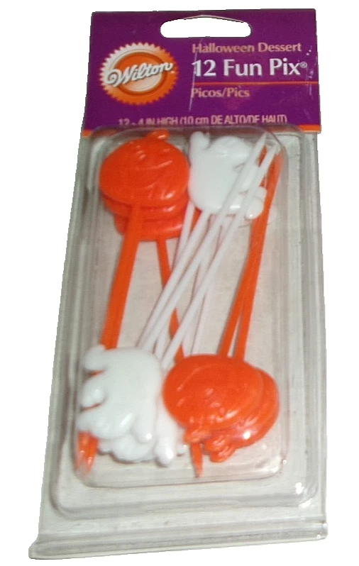 POSTRE HALLOWEEN PIX'S ~12 Ct ~ CALABAZA Y FANTASMAS ~ Plástico ~ 4" de largo Foto 1 de 1