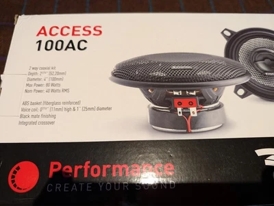 FOCAL 2WAY 4 INCH 10cm CAR DOOR REAR COAXIAL SPEAKERS ACCESS 100AC OPEN-BOX - Image 1 of 4