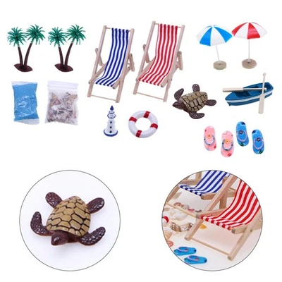Miniatur Stranddeko Set mit Bäumen Boot und Schwimmring für jedes Alter - Bild 1 von 4