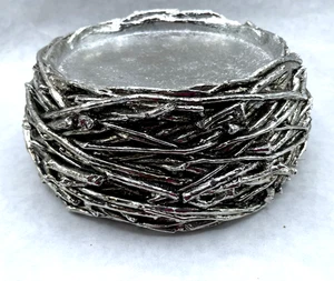 HomeWorx by Harry Slatkin Silver Bird Nest Candle Holder Christmas or Easter - Picture 1 of 7