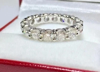 4.0 CT Round Cut Natural Diamond Wedding Full Eternity Band Ring 14k White Gold - Image 1 of 4