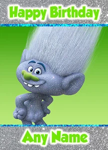 Trolls Glitter Boy - Tarjeta de cumpleaños personalizada hija nieta niño niña - Imagen 1 de 1