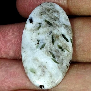 35.40 Cts Natural Oval Tourmaline Quartz Healing Cabochon Gemstone 21X37X5MM - Picture 1 of 6