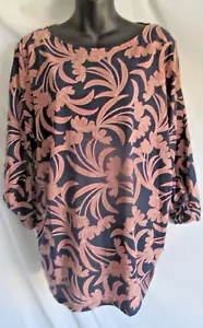 Liz Claiborne Womens Top 3/4 Sleeve Navy Floral Sz XL NWT - Picture 1 of 8
