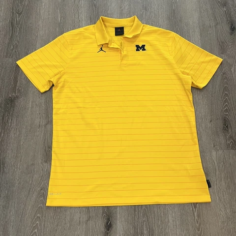 Michigan Wolverines Jordan NCAA Basketball Yellow Polo Size Men’s Large Cover