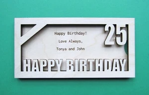 Personalized Birthday Money Holder - Happy 25th Birthday - Custom Message Card - Picture 1 of 6