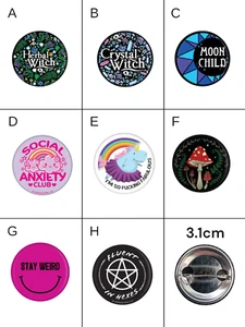 Alternative Culture 3.1cm Pin Badges Cool Witchy Goth Emo Collectable Teen - Picture 1 of 1
