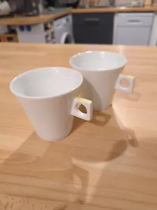 NESCAFE 'Dolce Gusto' White & Green/Yellow Accent Mug x 2 - VGC  - Picture 1 of 3