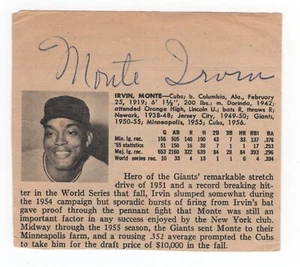 MONTE IRVIN SIGNED Cut PSA/DNA NEW YORK GIANTS HOF AUTO - Picture 1 of 2