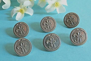 273C / Magníficos Botones "Lirio " Plata Antiguos Lote 6 Botones Ép. 1970 - Imagen 1 de 3