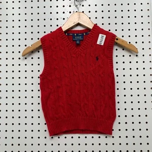 Polo Ralph Lauren Sweater Vest Red Men’s Size 4T Cable Knit Sleeveless 11.5x15.5 - Picture 1 of 11