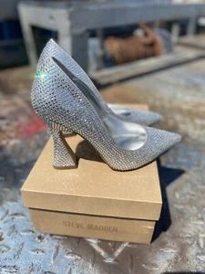 Steve Madden High Heel Pumps Size 10 Silver Prom Dance Graduation - Picture 1 of 13