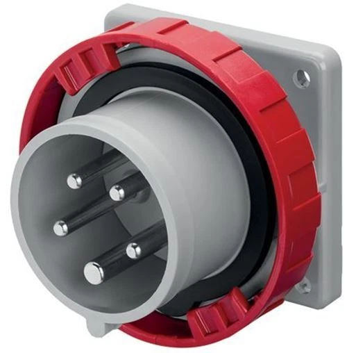1 x RS Pro IP67 Red Panel Mount 3P+N+E Industrial Power Plug, Rated At 32A, 415  - Image 1 of 1