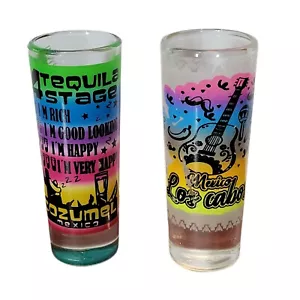 Vtg Cozumel Mexico & Los Cabos Tall Souvenir Shot Glasses - Picture 1 of 4
