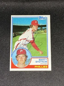 Auto firmata Marty Bystrom Philadelphia Phillies 1983 Topps #199 ~ COA - Foto 1 di 3
