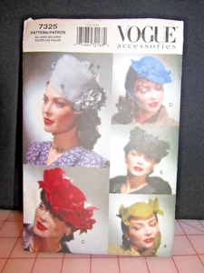 Retro Vogue Vintage Hat Pattern 1940s Style Hats Feathers Netting Uncut FF - Picture 1 of 2