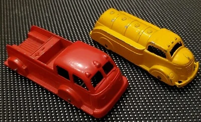 Antiguo camión de bomberos Tootsietoy rojo vintage años 50 juguete Tootsie amarillo petrolero bonito Foto 1 de 4