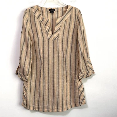 Brooks Brothers льняной туника S плавать чехол полоски Summer классический 3/4 рукав Топ - Изображение 1 из 4