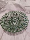 Sydenstricker Fused Art Glass Plate Dish Green and Clear 6.5” 