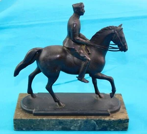 ANTIQUE BRONZE JOHAN GALSTER 41 CAST STATUE HORSE RIDER DANISH KING CHRISTIAN - Picture 1 of 12