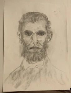 Dibujo a carbón de arte popular vintage de Abraham Lincoln. ¡WOW! - Imagen 1 de 1