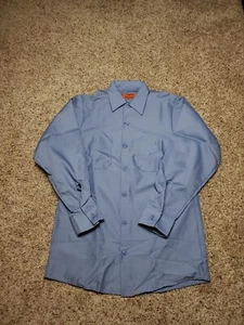 Vintage Red Kap Work Shirt Small Mens Blue Long Sleeve Button Up USA Made 80s - Picture 1 of 9