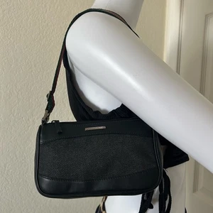 Gucci Negro Denim Cuero Web Jerez Pochette Mini Pequeño Bolso de Mano Cartera - Imagen 1 de 14