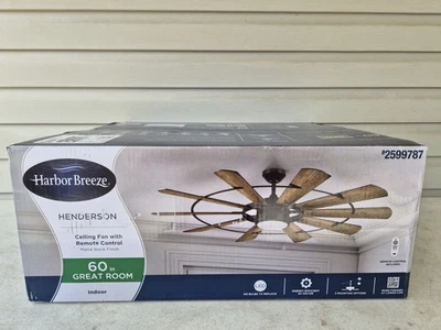Harbor Breeze Henderson 60-in Ceiling Fan with Light and Remote (EUK60MBK10LR) - Image 1 of 4