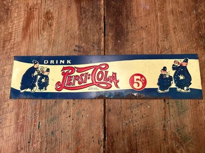 VTG Drink Pepsi Cola Embossed Advertising Sign PESPI & PETE Police Tin Sign 1940 - Image 1 of 4