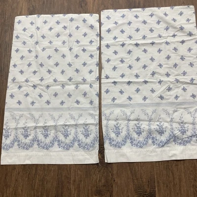 Laura Ashley 2 Standard Pillowcases Blue  Floral Shabby Chic 100% Cotton - Image 1 of 4
