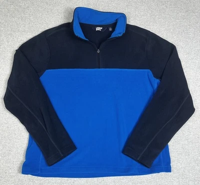 Lands End Pullover Mens L Blue Black Fleece 1/4 Zip Jacket Colorblock Outdoor - Image 1 of 4