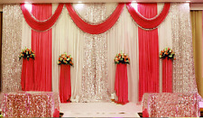 Fairy Wedding Backdrop Curtain Party Decor Background with Silver Sequin Swag