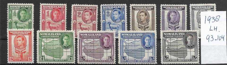BRITISH SOMALILAND  @ 1938 Protectorate   GVI SG 93/104 MLHNICE PRICED @ GB1590 - Image 1 of 1