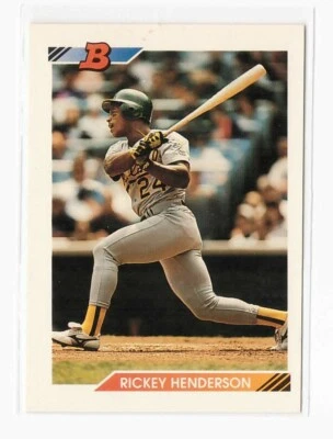 1992 Bowman #166 Rickey Henderson (HOF) Oakland A's Baseball Card!! - Image 1 of 2