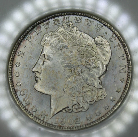 1902 O Morgan Silver Dollar MS64 NGC Vintage Old Fatty Slab Graded Toned Coin Cover
