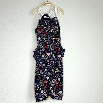 Hannah Banana by Sara Sara 连身裤女孩尺寸 4 花卉荷叶边口袋无袖 — 第 1/4 张图片