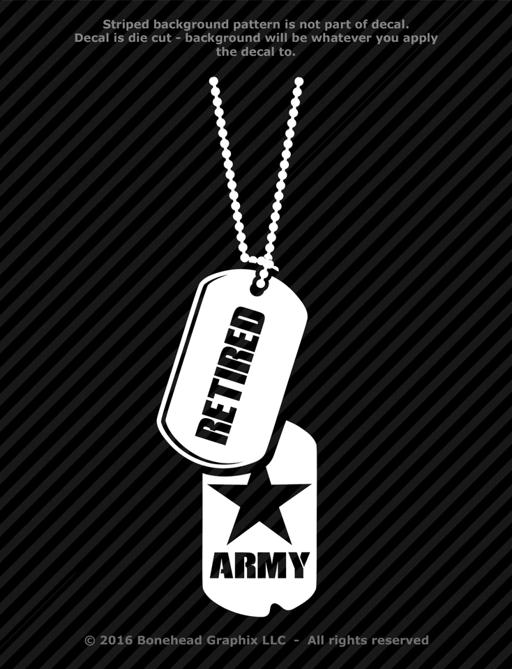 Military Retired AR Dog Tags Vinyl Decal Combat Veteran Window Sticker 25 Colors