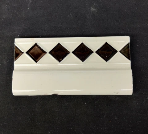 Vintage Black White Majolica Art Nouveau 6 x 3 Architecture Tile Japan CT64 Cover