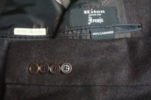 Kiton 100% Cashmere Brown Herringbone Sport Coat Jacket Sz 44R - Picture 1 of 9