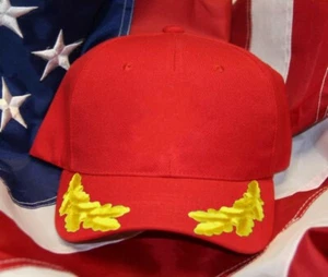 VIP BLANK HAT WITH OAK LEAF RED ADJUSTABLE MILITARY PIN UP SCRAMBLED EGGS BRAID - Picture 1 of 24