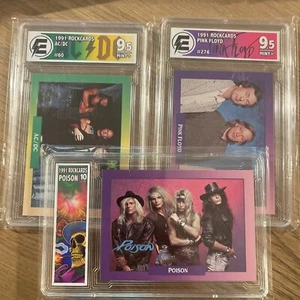 1991 ROCKCARDS PINK FLOYD / POISON / AC/DC Graded Lot (3) - Picture 1 of 1