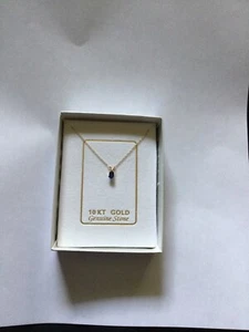 10K Yellow Gold Delicate Necklace with Oval Blue Topaz Pendant 18" - Picture 1 of 8