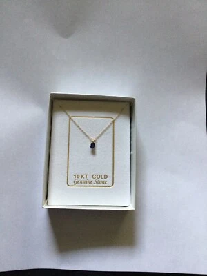 10K Yellow Gold Delicate Necklace with Oval Blue Topaz Pendant 18" - Изображение 1 из 4