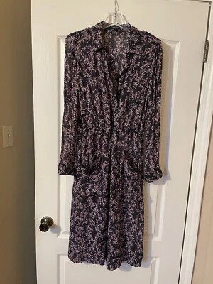 Rag & Bone Field Floral Print Georgette Midi Shirt Dress Size 8 Long Sleeve - Image 1 of 4