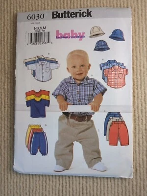 Butterick Baby 5510 6030 Toddler Infant Pants Shirt Bucket Hat NB, S, M - Image 1 of 3