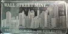 Vintage Wall Street Mint 10 oz .999 Fine Silver Bar with Twin Towers