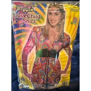 Halloween Costume Hippie Love Child Shirt w/Accessories Size Adult Up to 14/16 - Picture 1 of 5