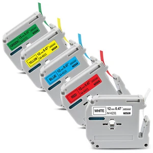 Brother Label Tape M231 MK-231 MK231 12mm Ptouch M Tape Label Maker PT-M95 PT-65 - Picture 1 of 10