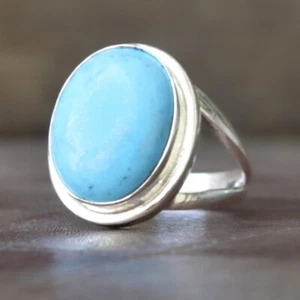 Sleeping Beauty Turquoise Ring 925 Sterling Silver Cluster Ring Unique Ring Gift - Picture 1 of 10