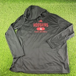 Adidas IU Indiana Hoosiers L/S Training Shirt Hooded Men’s XL Black w/ Red Logo - Picture 1 of 12